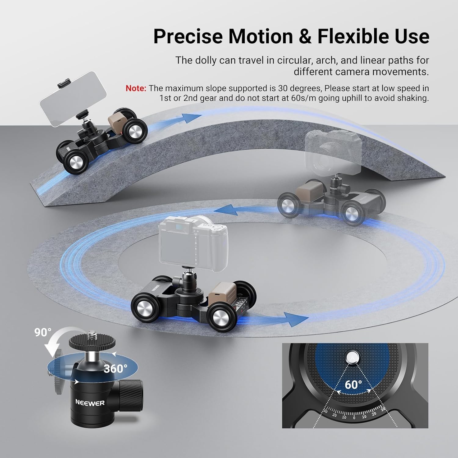 Upgraded Motorized Camera Slider Dolly with App Control