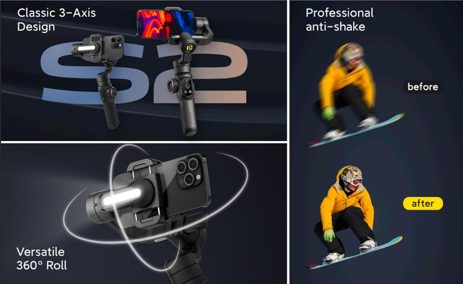 Smart S2 Gimbal Stabilizer for Smartphones