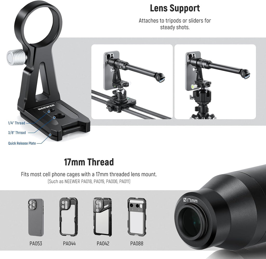 NEEWER 135° 18mm 2X Macro Probe Lens with 17mm Thread for Mobile Phone Video Recording