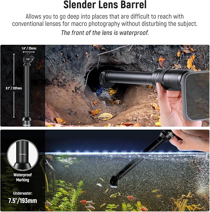 NEEWER 135° 18mm 2X Macro Probe Lens with 17mm Thread for Mobile Phone Video Recording
